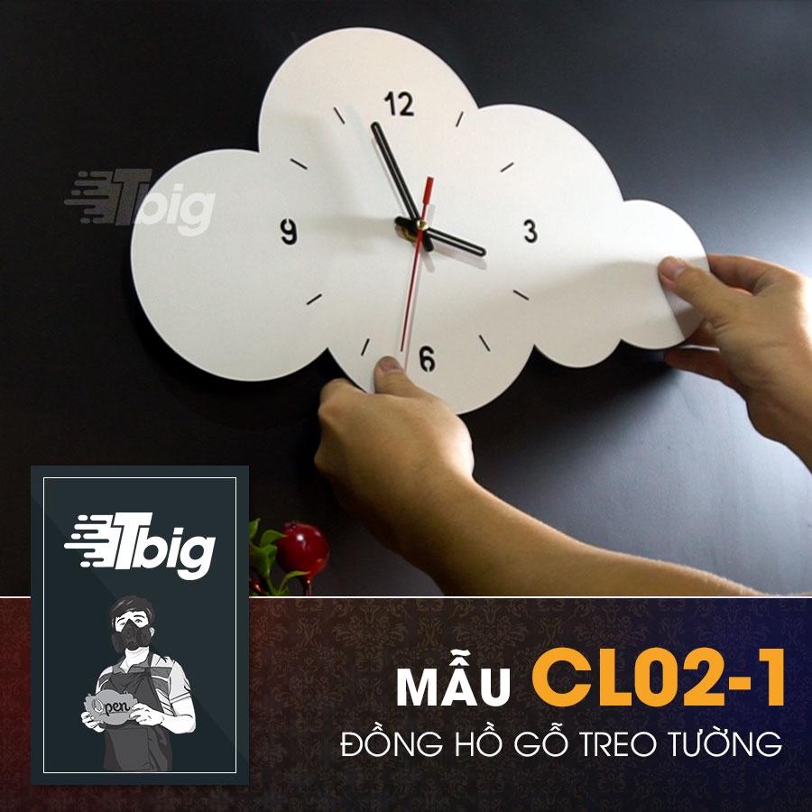 Đồng hồ treo tường hình đám mây và giọt nước mưa bằng gỗ dễ thương