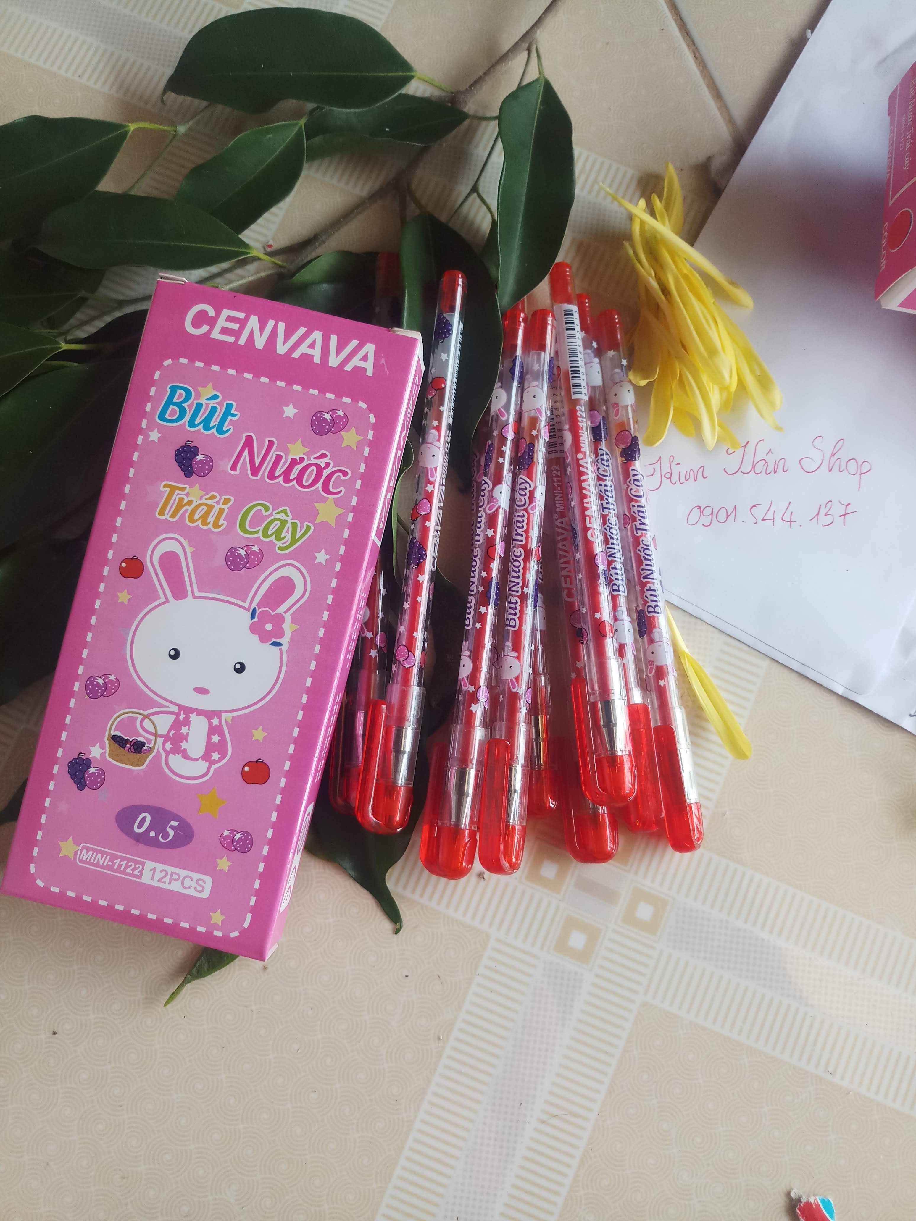 Hộp 12 bút mực gel mực đỏ Cenvava