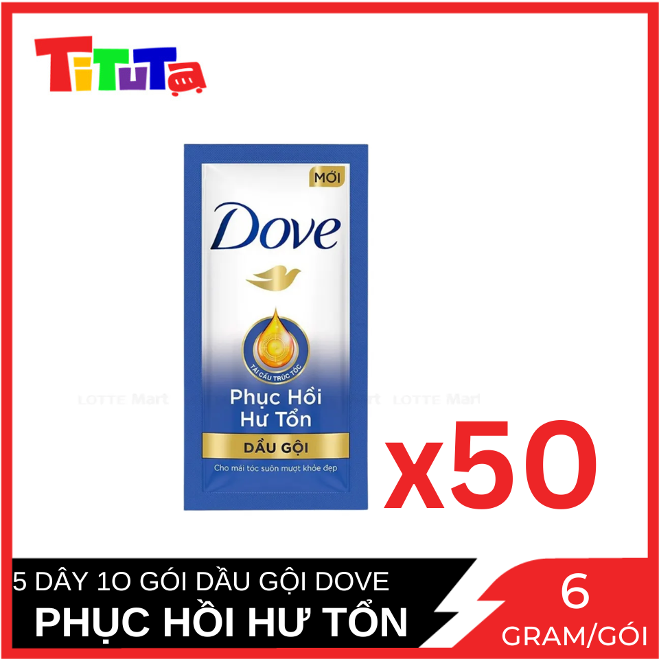 COMBO 5 dây Dầu Gội Dove Phục hồi Hư tổn 12 gói x5