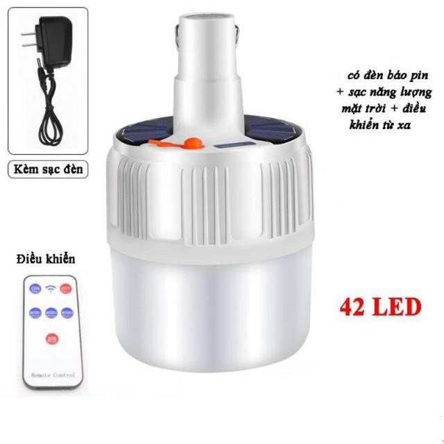 Bóng Đèn Buld Tích Điện V51 2 Chế Độ Sạc Pin Và Năng Lượng Mặt Trời Có Remote Điều Khiển