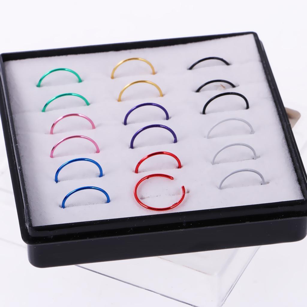 3-4pack 18pcs Mixed Color 316L Stainless Steel Nose Studs Hoops Piercing Rings