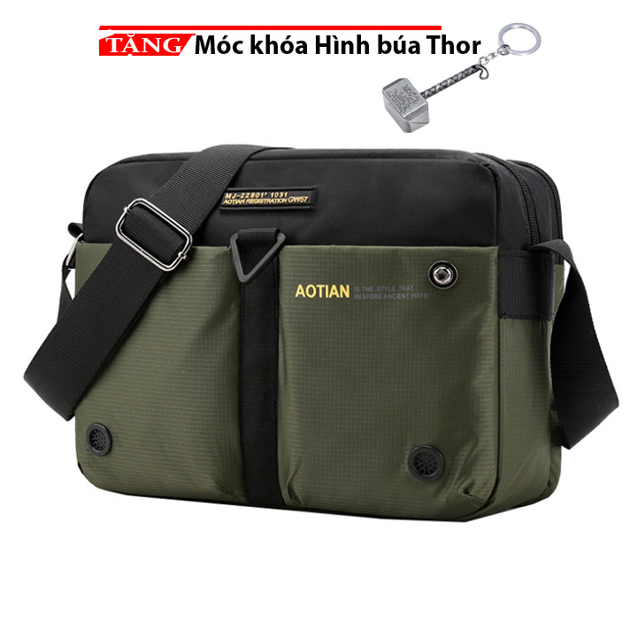 Cặp đeo chéo vải bố túi hộp AOTIAN FG64 Tặng móc khóa hình búa