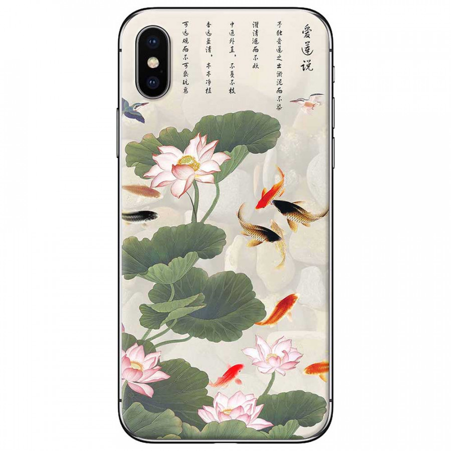 Ốp lưng dành cho iPhone X mẫu Hoa sen cá