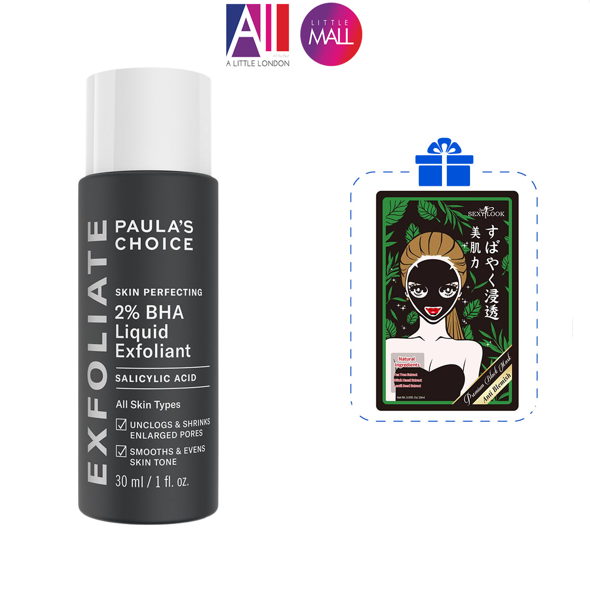 Tinh chất 2% BHA tẩy tế bào chết Paula's Choice skin perfecting 2% BHA liquid exfoliant TẶNG mặt nạ Sexylook (Nhập khẩu)