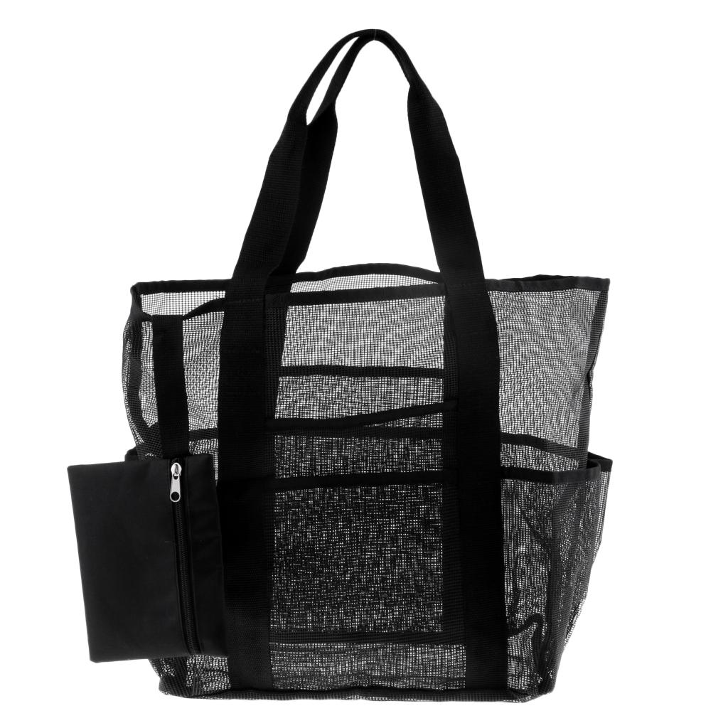 Mesh Beach Pool Wash Tote Bag Market Grocery Picnic Oversized Pocket Storage
