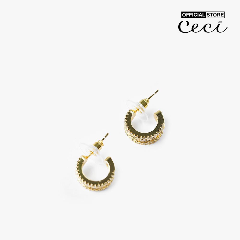 CECI - Khuyên tai nữ khoen tròn nhỏ đính đá CC1-07000162-03