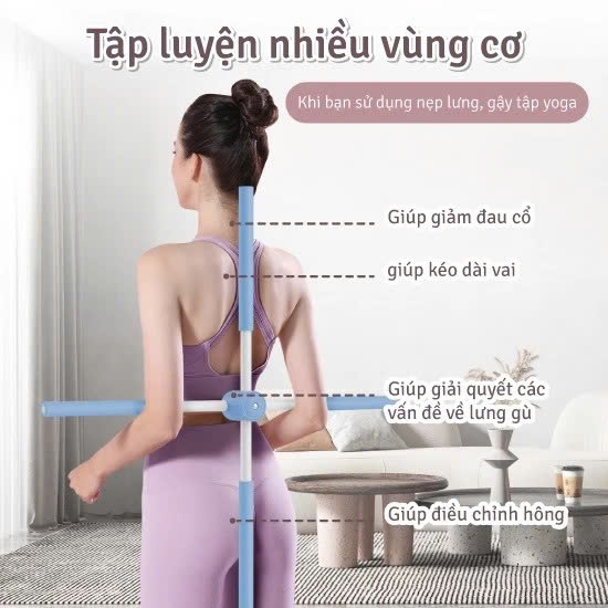 MÓC TREO Thanh Tập Chống Gù Lưng, Gậy Tập Yoga Chống Gù Lưng Bằng Thép Không Gỉ - Hàng Loại 1 - Chính Hãng