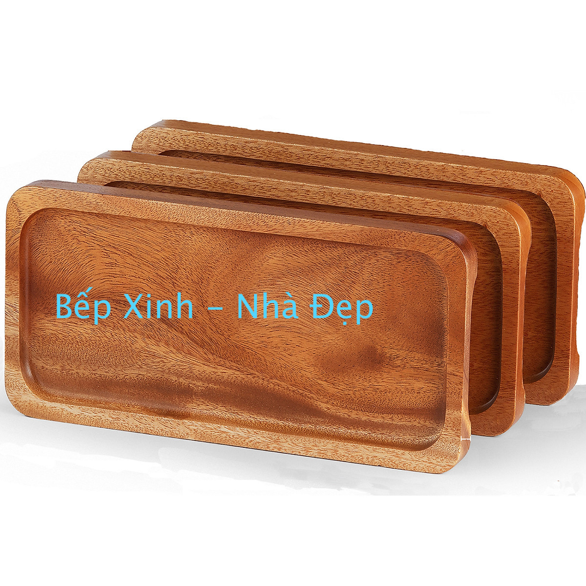KHAY CHỮ NHẬT BẰNG GỖ XÀ CỪ NGUYÊN KHỐI CÓ 2 MÀU KT 30.5 x 12.7 x 2cm