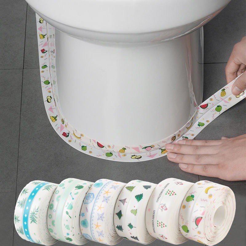 Băng dính dán mép tường đa năng, chống thấm, dán viền bếp chống dầu mỡ, họa tiết bắt mắt, sạch sẽ sáng bóng.