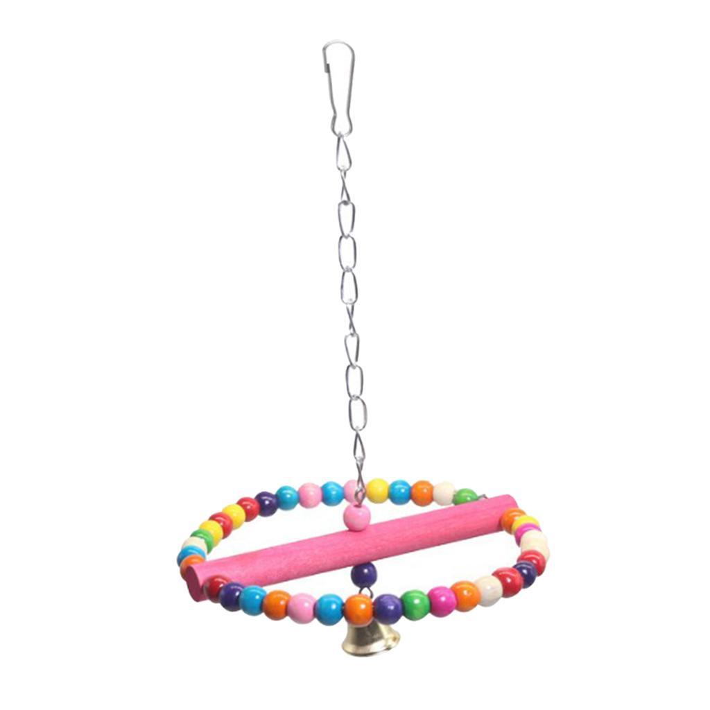 Colorful Wooden Pet Parrot Swing Parakeet Perches Hanging Chewing Climbing Toys