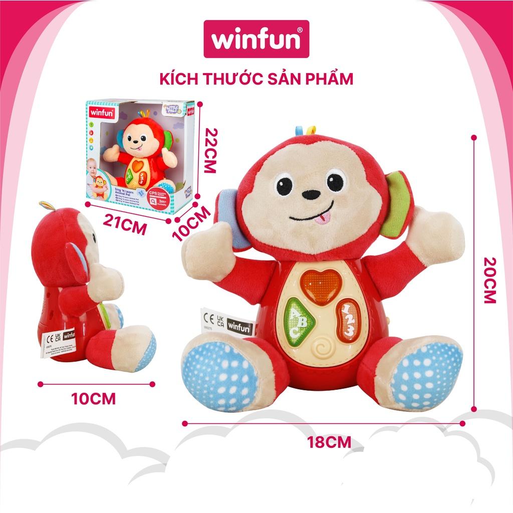 Đồ chơi sơ sinh, giáo dục sớm, thú bông hình chú khỉ phát nhạc vui nhộn cho trẻ từ 0 đến 36 tháng WinFun 0275