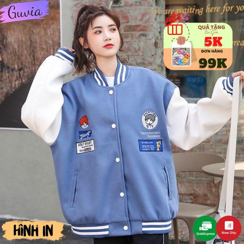 Áo khoác bomber nỉ in Diner khoá nút Cardigan trần bông form rộng Unisex nam nữ