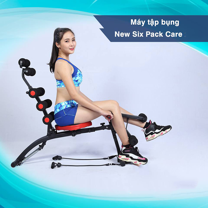 Máy tập bụng giảm béo New six pack care + Con lăn tập cơ bụng 4 bánh