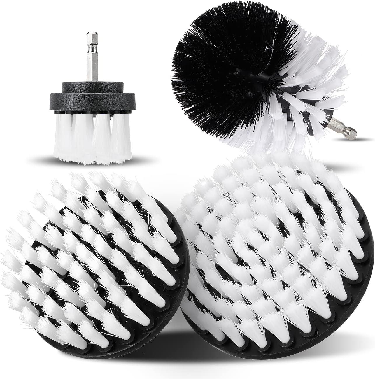 Bàn chải làm sạch mũi khoan 4 miếng, Bàn chải làm sạch mũi khoan 2'' / 3.5'' / 4'' / 5'' Bàn chải làm sạch quay cho máy khoan điện có lông mềm cho thảm trắng