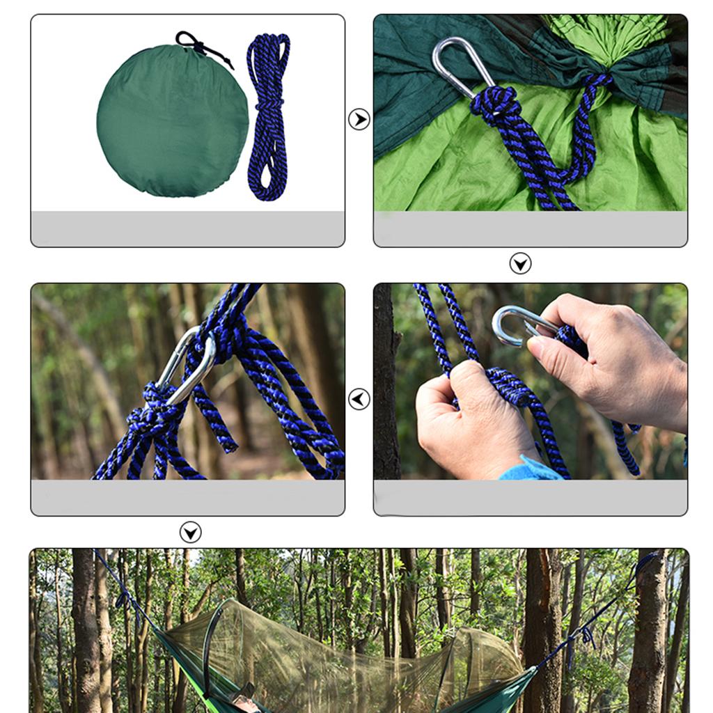 Outdoor Camping Hammock Boat Hanging Bed with Mosquito Net Dark Green