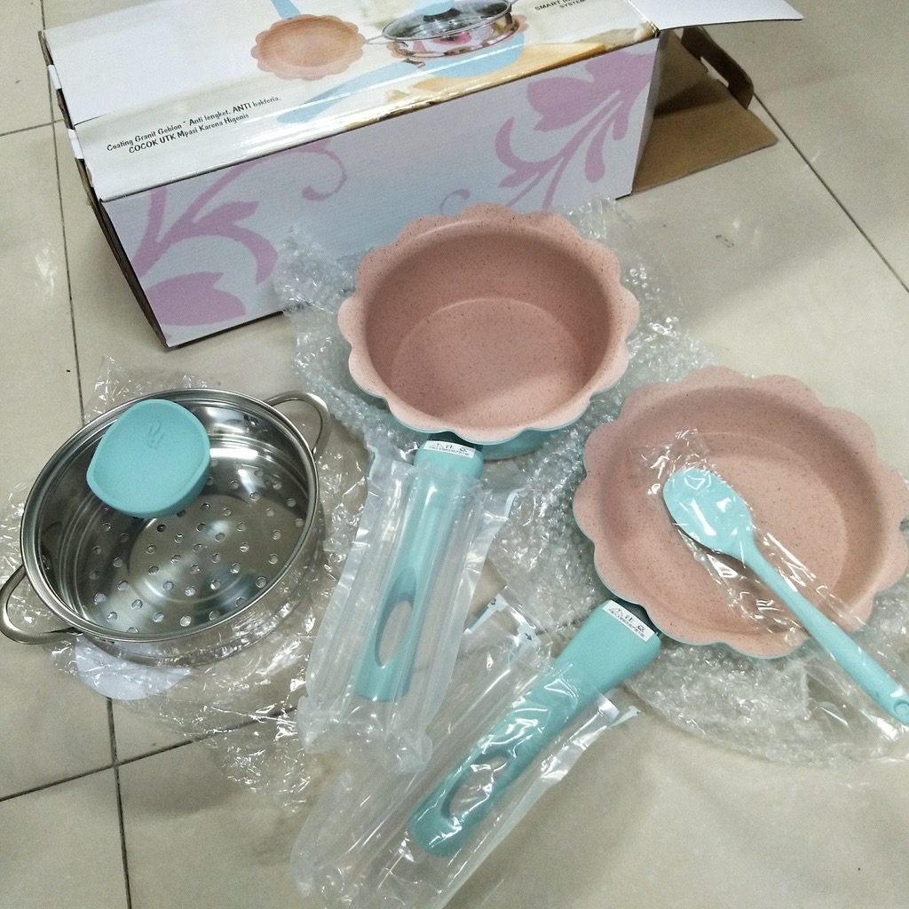 BỘ NỒI, CHẢO ĐÁ HÌNH HOA KÈM LỒNG HẤP CAO CẤP