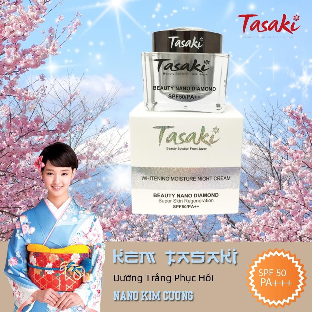 KEM TASAKI KIM CƯƠNG - PHỤC HỒI - TÁI TẠO DA - WHITENING MOISTURE NIGHT CREAM 25G - BEAUTY NANO DIAMOND
