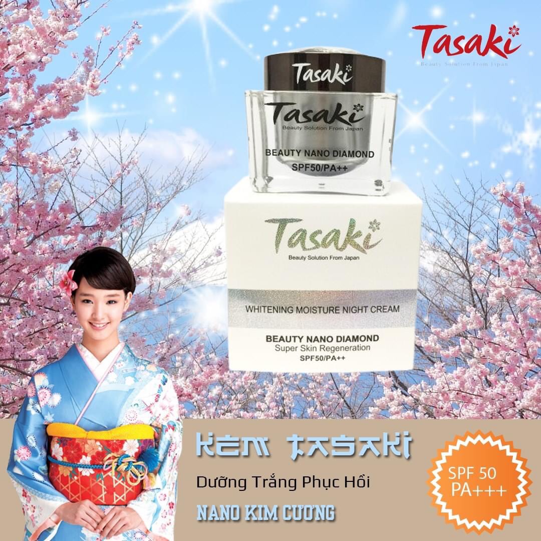 KEM TASAKI KIM CƯƠNG - PHỤC HỒI - TÁI TẠO DA - WHITENING MOISTURE NIGHT CREAM 25G - BEAUTY NANO DIAMOND