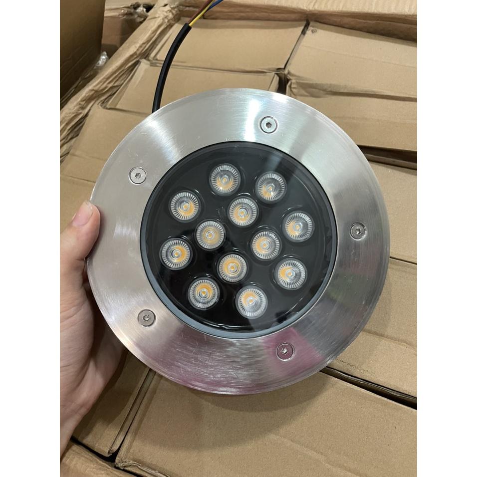 Đèn LED âm sàn, âm đất sân vườn cao cấp IP67, chống nước, chống bụi 6W-9W-12w ánh sáng 3000K vàng nhạt