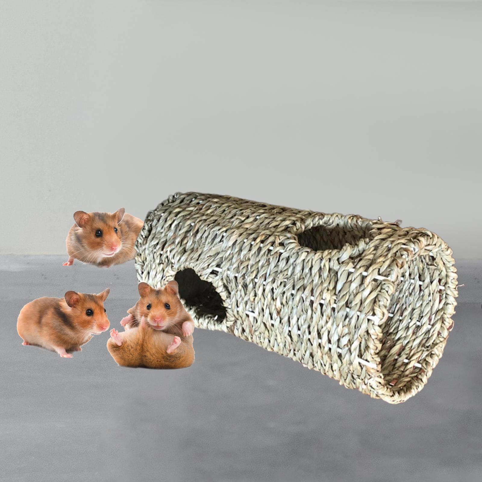 Hamster Grass Tunnel Tunnel Nest with Open Entrance House Peep Hole Home Hamster Toys Hideout for Syrian Hamster Rats Chinchilla Mice