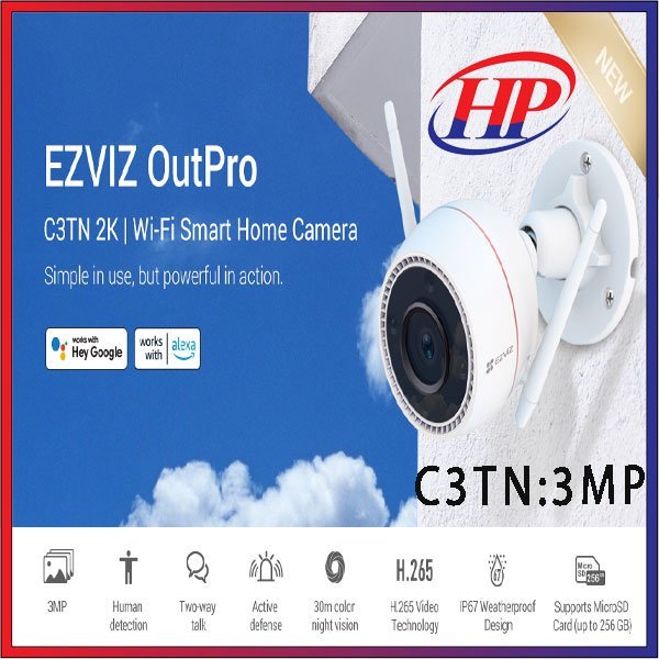 Camera Ngoài Trời EZVIZ C3TN 3MP 2K có màu ban đêm Âm Thanh - Hàng chính hãng