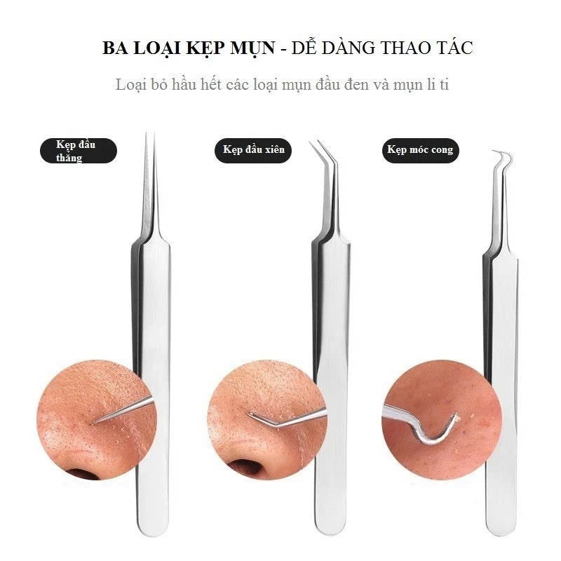 BỘ DỤNG CỤ NẶN MỤN 5 CÂY CÓ HỘP ĐỰNG - Hàng chính hãng