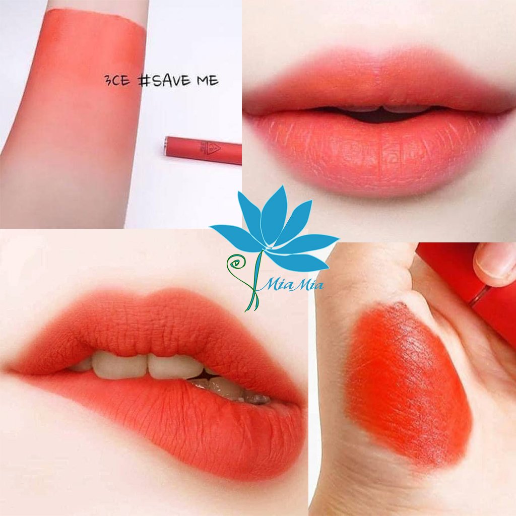 Son Velvet Đỏ Cam San Hô Neon 3CE Velvet Lip Tint Save Me [CAM KẾT NHẬP KHẨU CHÍNH HÃNG 100%]