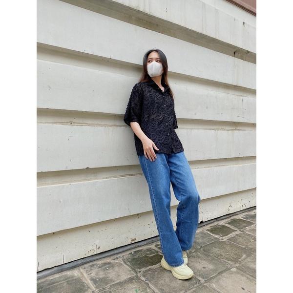 Quần jean ống rộng cá tính REVERCLOTHINGS cá tính size S M L Haley Jeans