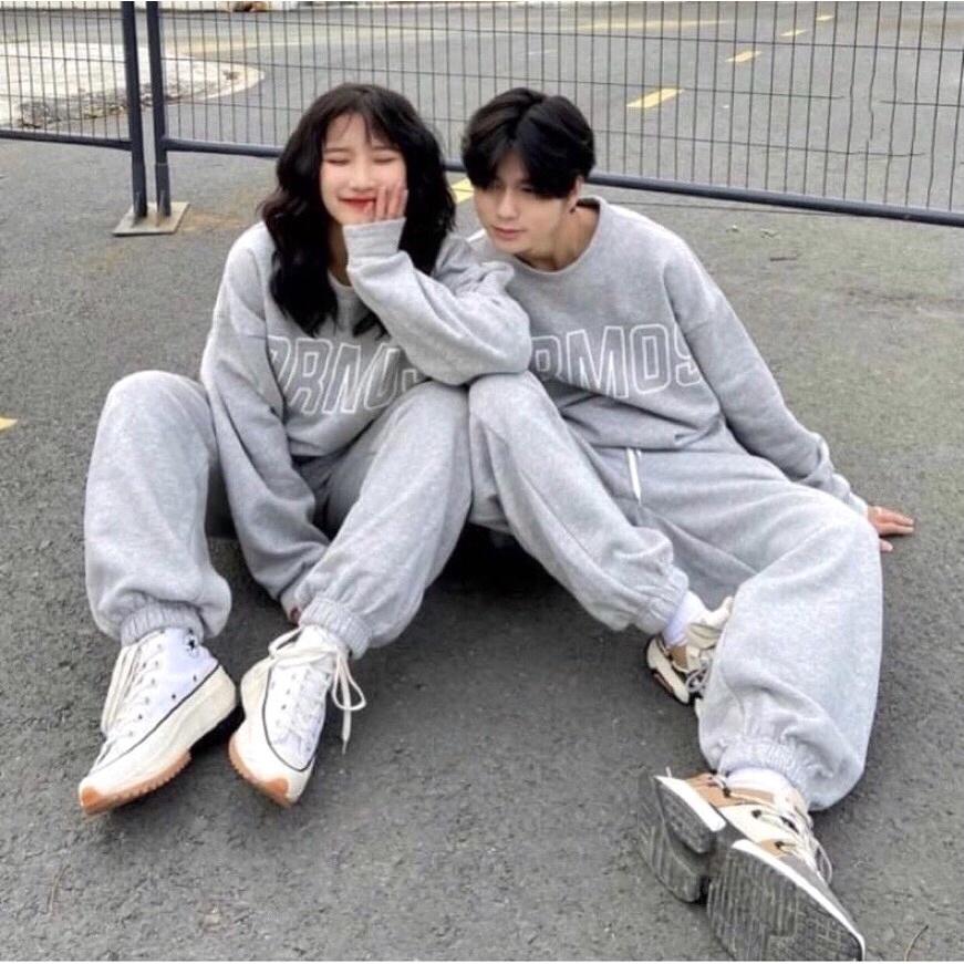 Set Bộ Nỉ Cosmos Unisex Áo Nỉ Kèm Quần Jogger Ống Boom Dáng Rộng