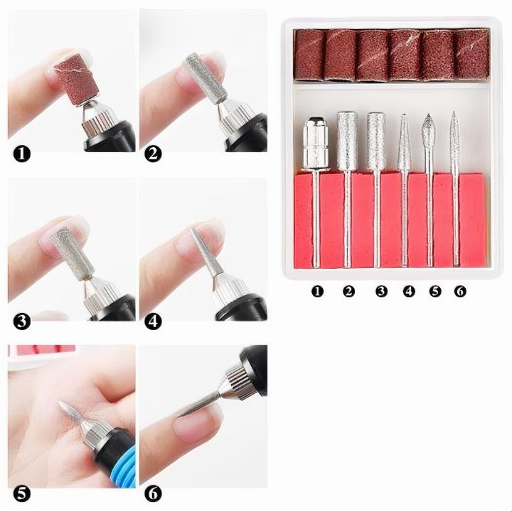 Máy mài nail YQ100 làm móng chuyên dụng, 6 đầu tháo lắp dễ dàng tốc độ mạnh mẽ - Hàng chính hãng