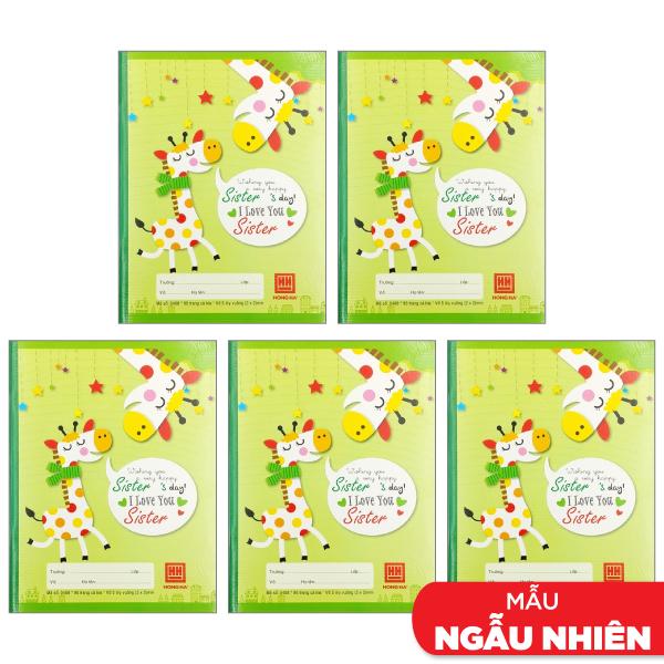 Combo 5 Vở Học Sinh Family - 5 Ô Ly 96 Trang Đl 70Gm2 - Hồng Hà 0374 Mẫu Màu Giao Ngẫu Nhiên