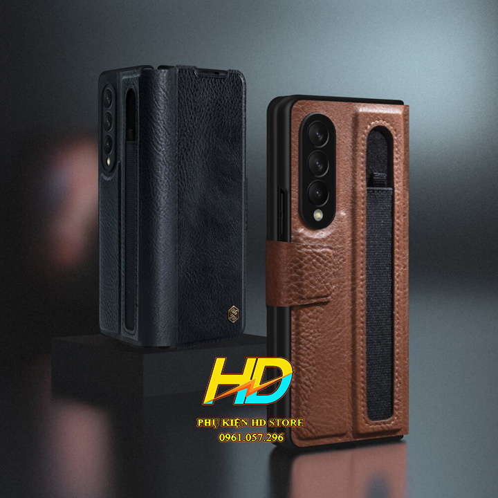 Bao da thật dành cho Samsung Galaxy Z Fold 3 5G Chính hãng Nillkin Aoge phong cách sang trọng cao cấp kèm khe cắm bút - Hàng chính hãng