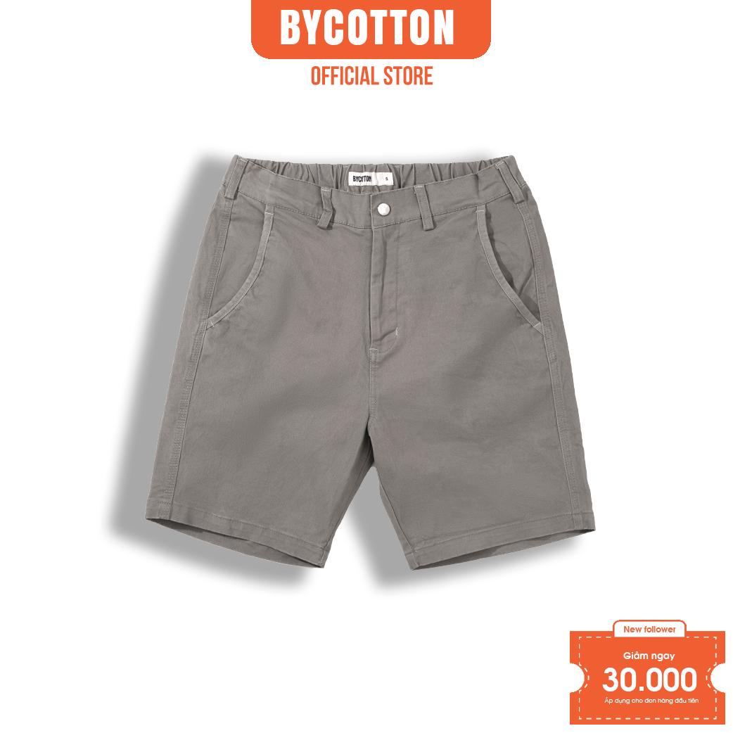 Quần Short Kaki Nam Màu Xám Khói BY COTTON Light Grey Khaki Shorts