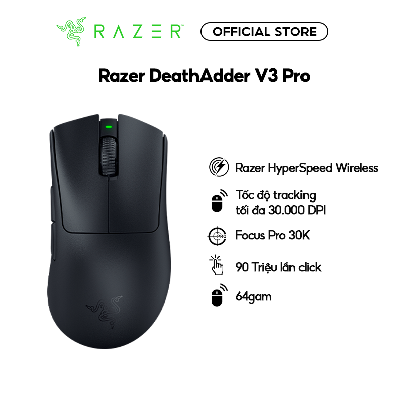 Chuột không dây Razer DeathAdder V3 Pro-Ergonomic Wireless Gaming Mouse_RZ01-04630100-R3A1-Hàng Chính Hãng