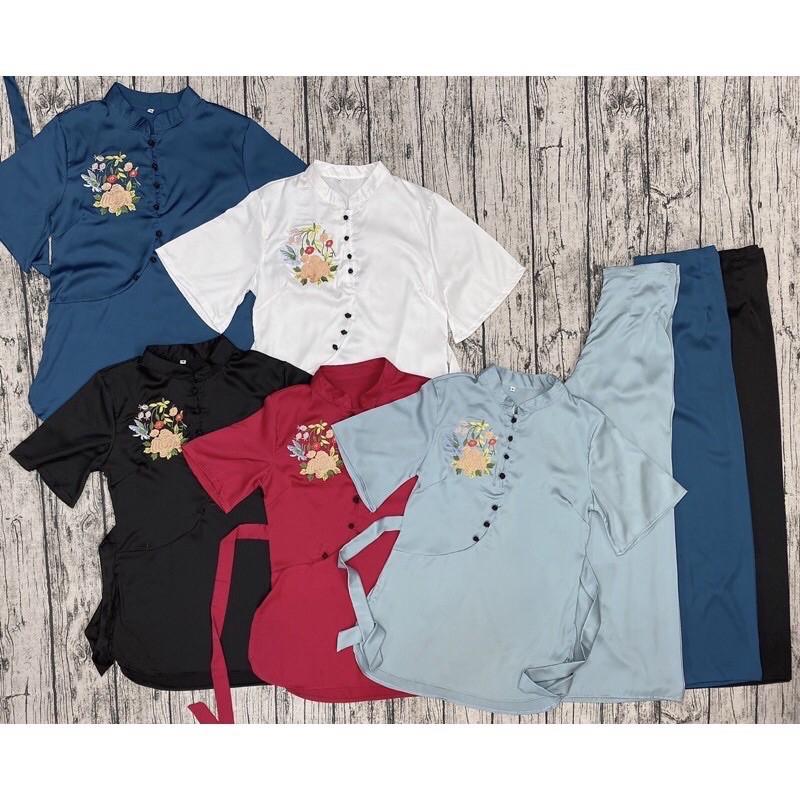 Đồ Đi Chùa PR028 Vải Lụa Cao Cấp Thêu Hoa Thắt Dây Cực Đẹp