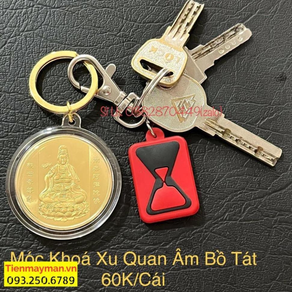 Đồng Xu Phật Quan Âm Bình An May Mắn Tặng Móc Khóa, Túi Gấm Phong Thuỷ