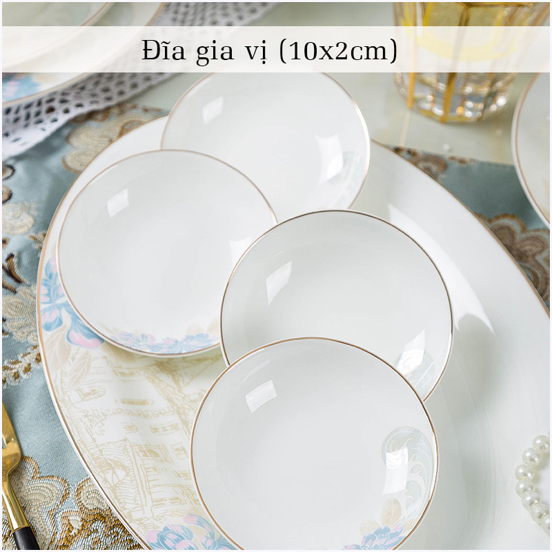 Bộ bát ăn cơm SỨ XƯƠNG Giang Tây cao cấp 58 chi tiết - Bộ chén ăn cơm sang trọng, tinh tế Bát đĩa mỏng nhẹ nhưng cứng trong và cách nhiệt tốt. Mã GS76