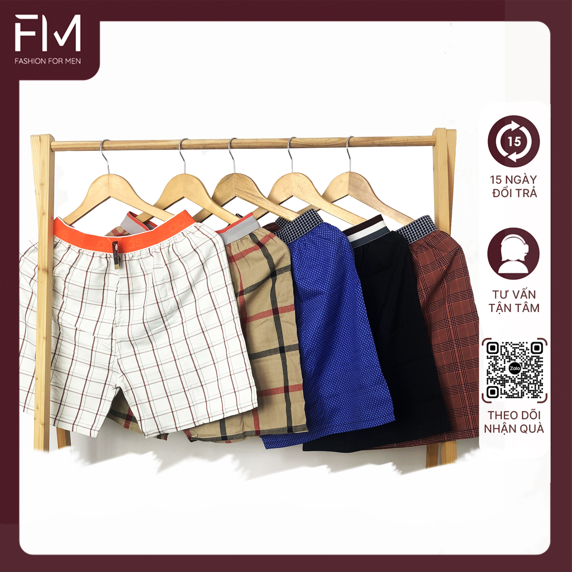 Bộ 4 quần đùi nam, quần short mặc nhà kate caro nhiều màu , mềm mịn  - FORMEN SHOP- FMTT002