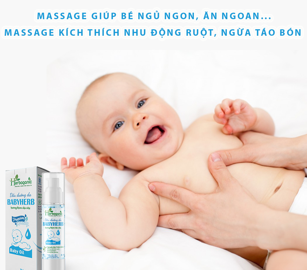 Tinh dầu dưỡng ẩm da em bé Herbaganic BabyHerb 50ml - Massage ngừa hăm tã, hương thơm dịu nhẹ, an toàn cho bé