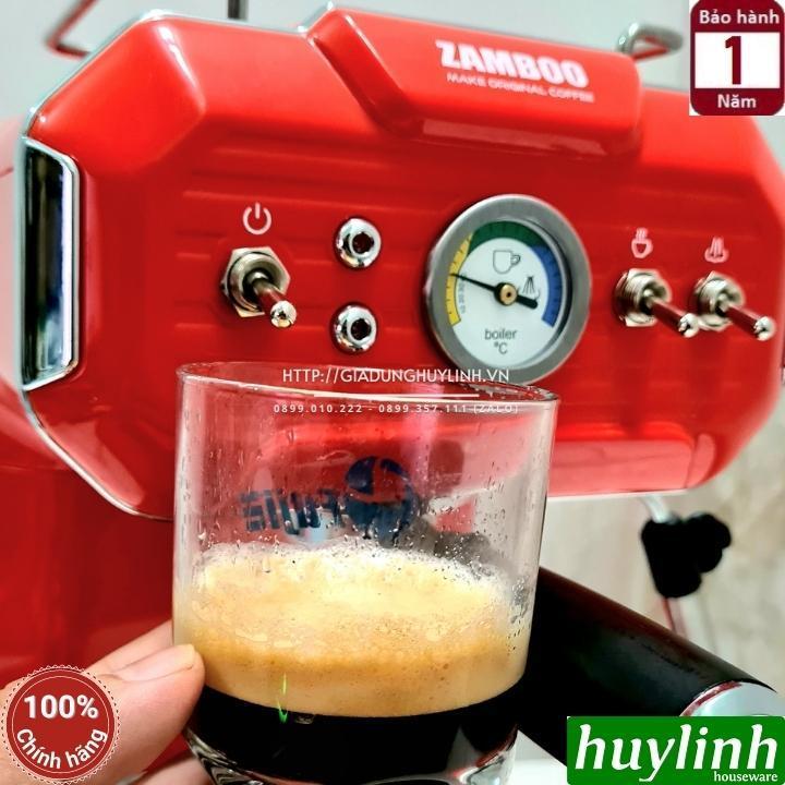 Máy pha cà phê Espresso Zamboo ZB-92CF - [Kem - Đỏ] - Hàng chính hãng