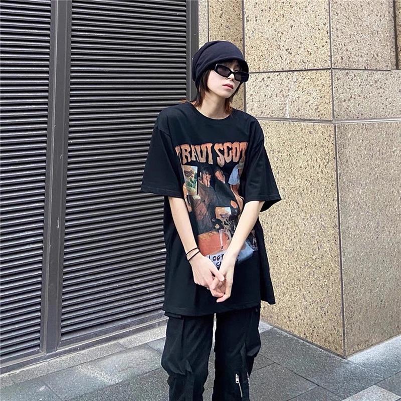 Áo Thun Travis Scott Vải Cotton 100% Phong cách Hip Hop Áo Phông Ulzzang