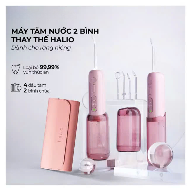 Máy Tăm Nước 2 Bình Thay Thế Halio UltraClean Express Hydro Floss Phiên Bản Nâng Cấp Dành Cho Răng Niềng