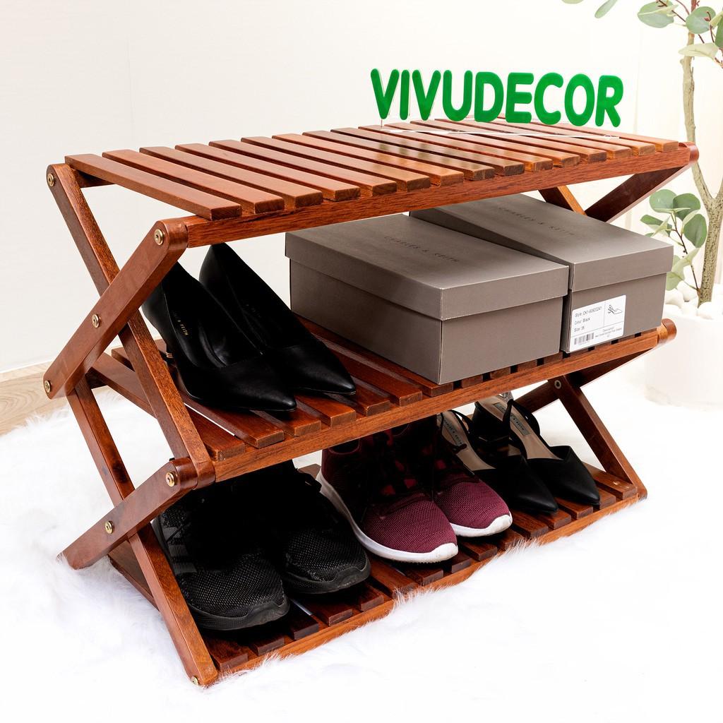 Kệ giày Vivudecor gỗ xếp decor trang trí nhà cửa chắc chắn khó bẩn tháo lắp