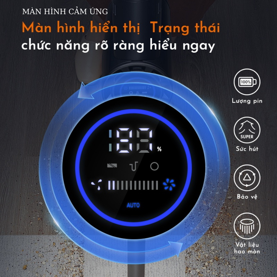 Máy hút bụi cầm tay không dây cảm ứng được cao cấp lực hút mạnh robot VIKIT S5 PRO - Hàng Chính Hãng