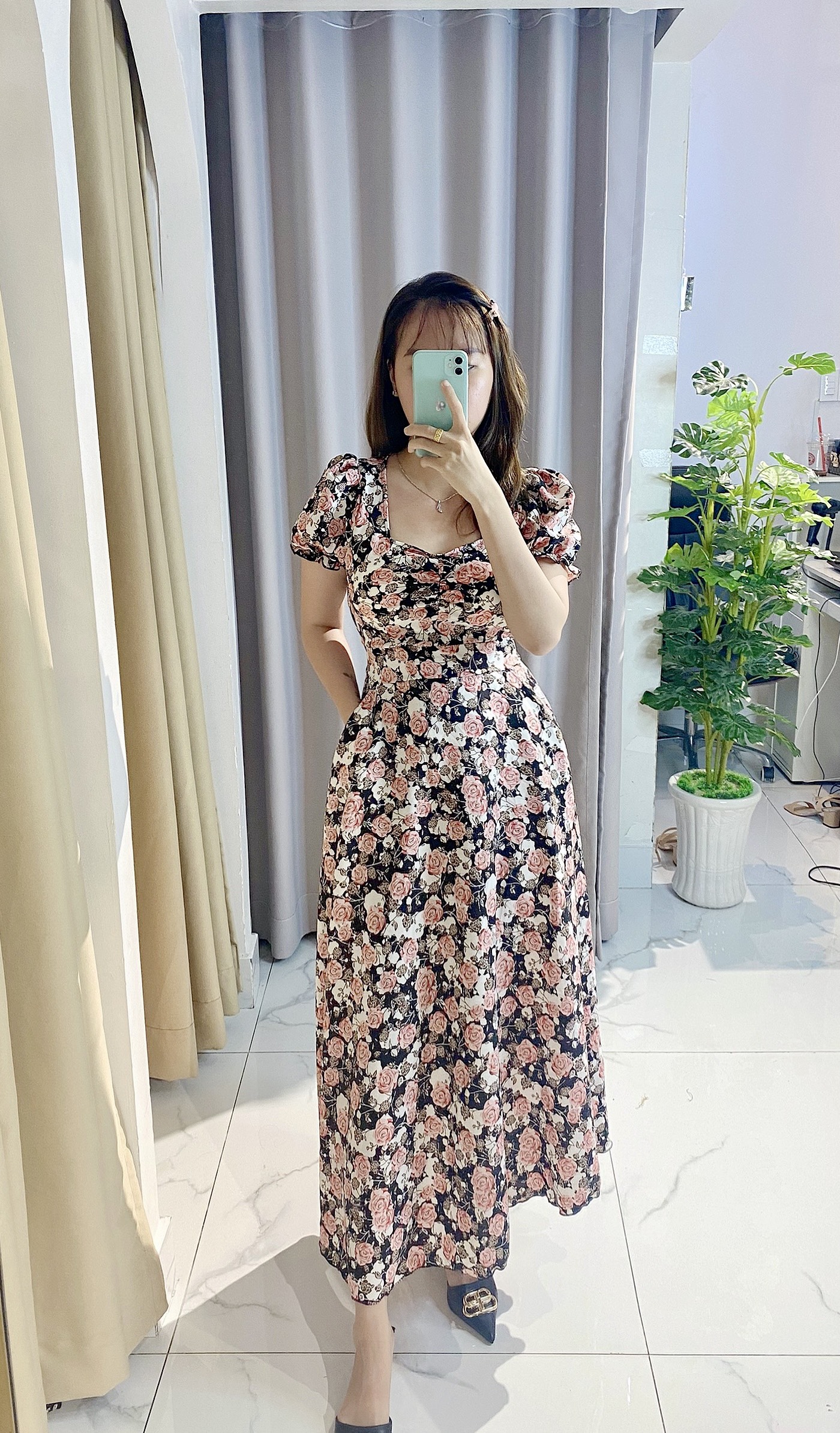 Váy đầm nữ đi chơi dáng dài, váy maxi co mút ngực va túi, chất lụa mát không nhăng V010