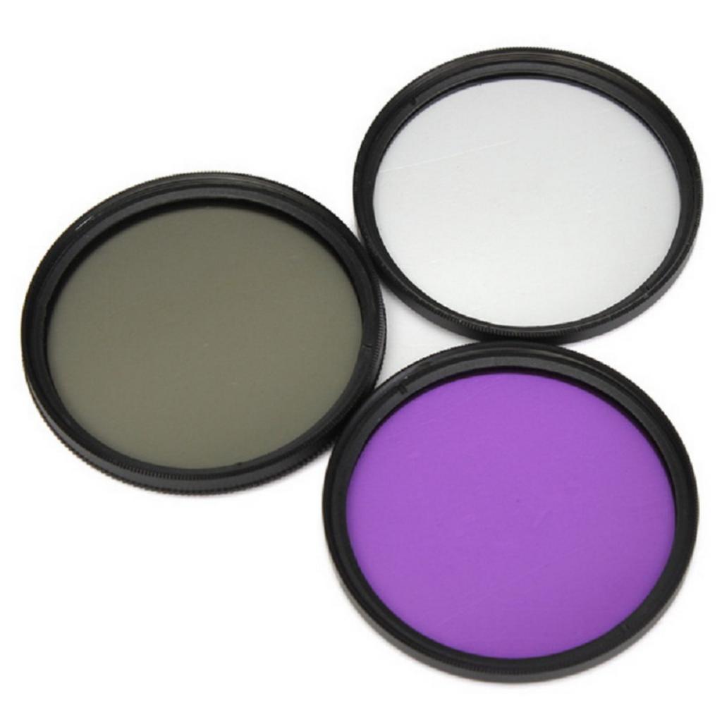 3 In 1 FLD UV CPL Lens Filter With Carry Bag For Canon Sony DSLR Camera