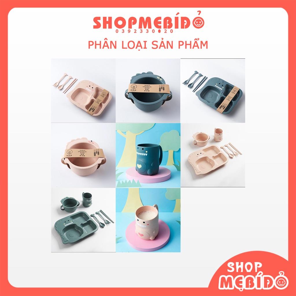 Set Khay Ăn Dặm Lúa Mạch Hình Khủng Long 6 Món Kèm Cốc Bát Thìa Nĩa Đũa Siêu Đáng Yêu Cho Bé Shop Mẹ Bí Đỏ