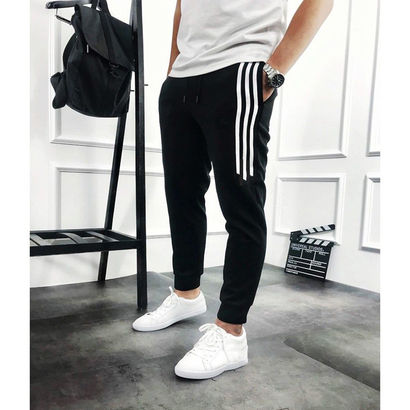 Quần Jogger 3 sọc lửng thể thao nam nữ, vải POLY mịn mát, phong cách thể thao