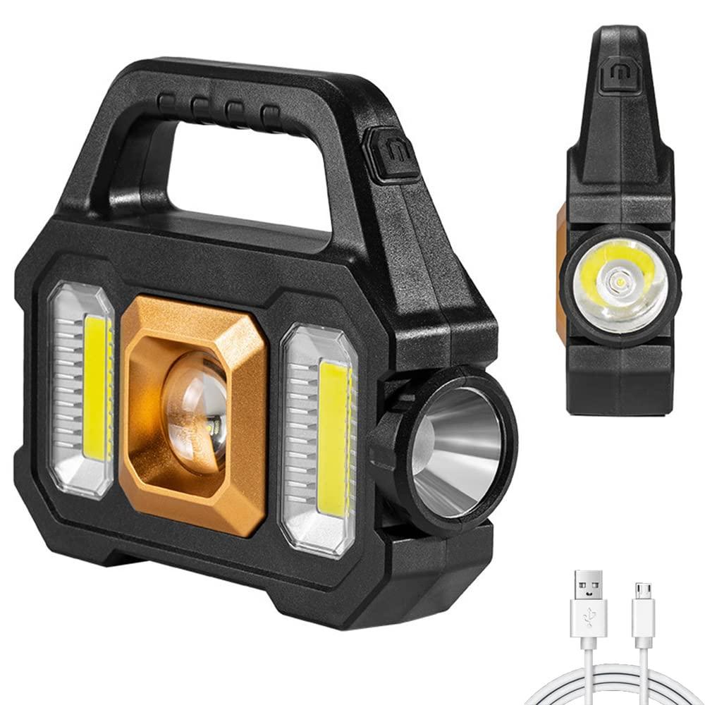 Đèn pin LED Solar 2400 lumens, pin cắm trại sạc với 6 chế độ, đèn pha tay không thấm nước IPX4 với băng ghế điện để cắm trại, đi bộ đường dài, ngoài trời, khẩn cấp