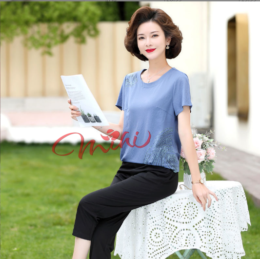 Bộ thể thao trung niên B16 - Set đồ thể dục trung tuổi - Quần áo thời trang trung niên cho mẹ, trung tuổi giá rẻ Bigsize